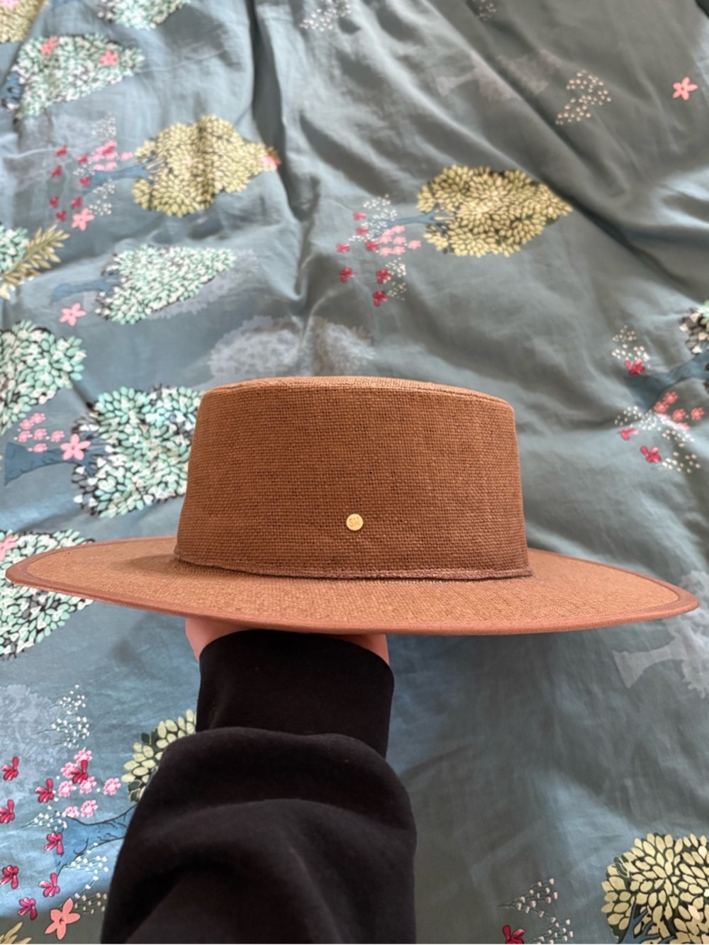 Steve Madden Brown Woven Boater Hat